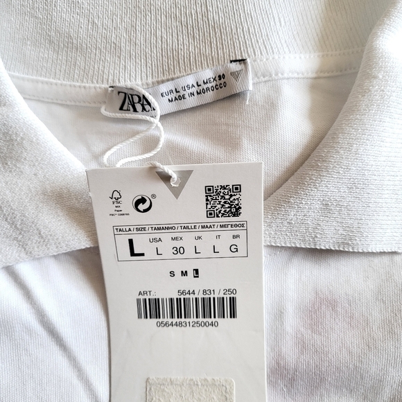 New Zara Embroidered "NASA" Short Sleeve White Polo Shirt NWT Size Large - Picture 11 of 14